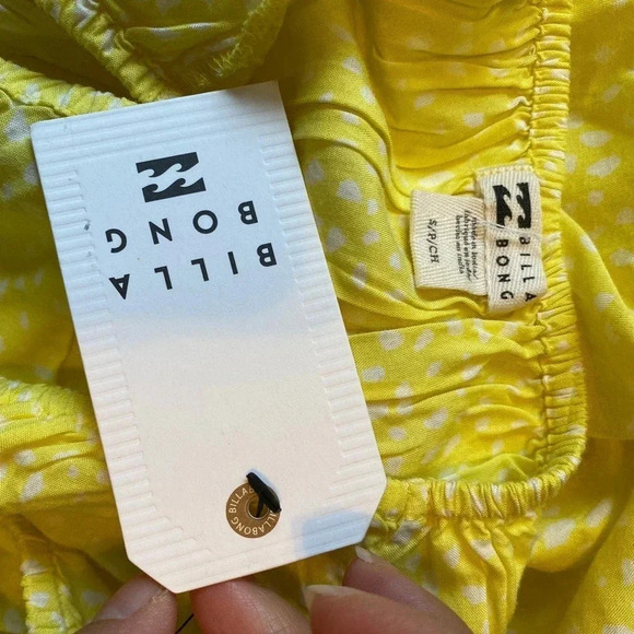 NWT BillaBong Off Shoulder Poker dots Yellow Knee Length Dress Girl Size S/P - Picture 4 of 5